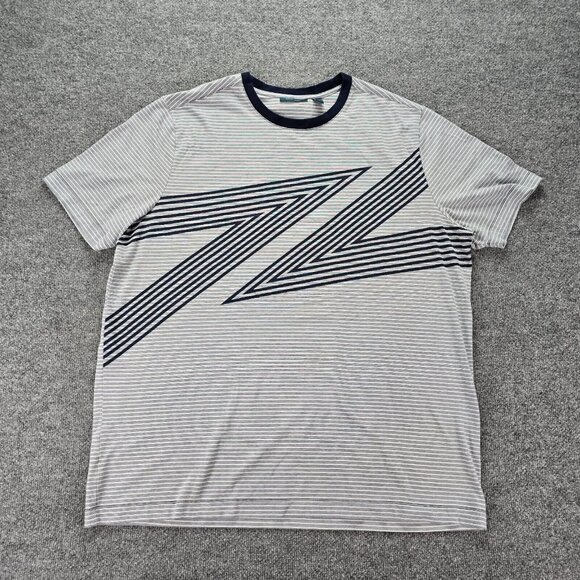 Perry Ellis‎ Tshirt Mens XLT Gray Striped Short Sleeve Preppy Casual - Picture 1 of 8